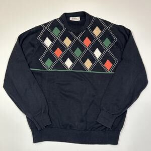 Titleist Corbin Golf Sweater Mens XL Argyle Knit Navy 100% Cotton